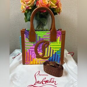 NWT Christian Louboutin Multicolor By My Side Woven Mini Tote - Retail $1490